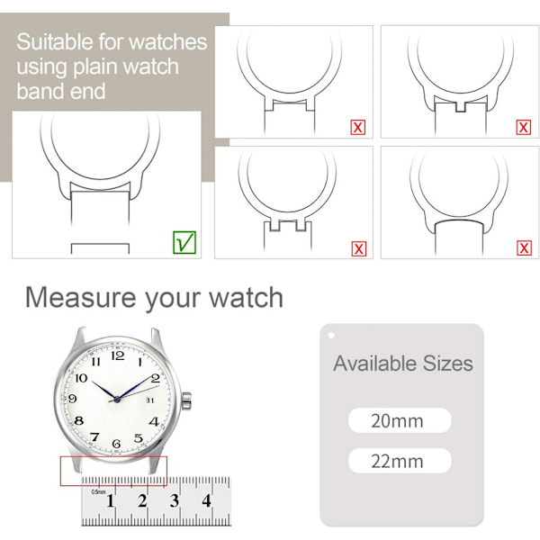 22mm Armbånd, Lær og Silikon Smartklokke Armbånd Comp