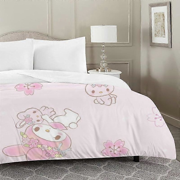 v498 Diez rosa min kaninmelodi påslakanset 3D-tryckt täcke med 2 örngott för barn flickor mjukt mikrofiber 3-delars sängklädesset - hello cat Kitty 135x200cm 53x78in