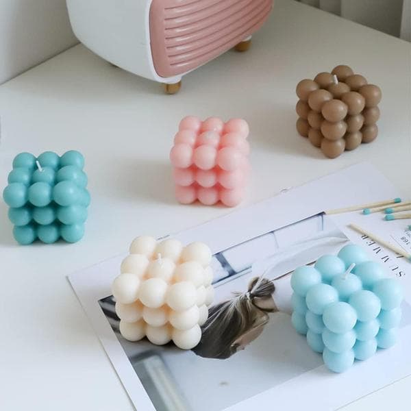 Bubble Candle Molds, 6-Cavity Rubik's Cube Silicone Molds, DIY Molds for Creative Baking Mousses.