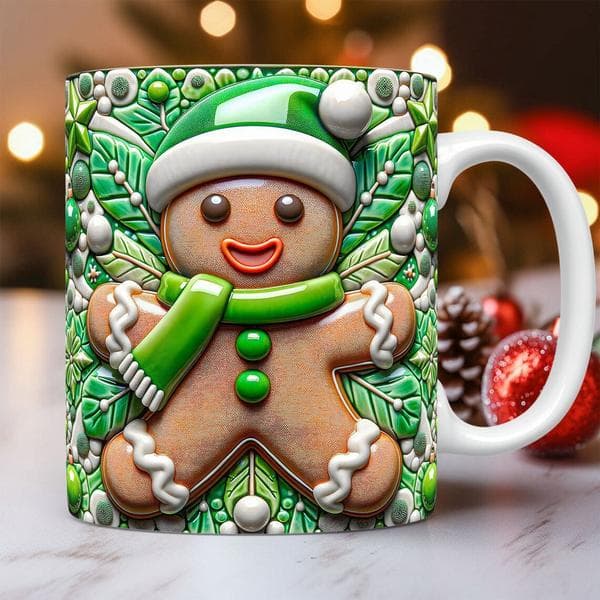 3D-printed Christmas gift mug, eco-friendly and durable, modern design, style C. C