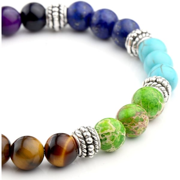 7 Chakra Kristaller Ädelstenar Healing Pärlor Armband Kvinnor Naturlig Sten Yoga Reiki Balansering Mala Meditation Pärlor Lycka Charm Stretch Armband