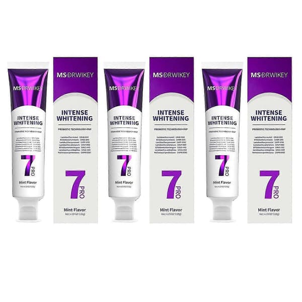 7-Pro Intensive Toothpaste, 7PRO Intense Whitening Toothpaste with 7 Probiotics, Stain Removal & Fresh Breath MSDRWIKEY 3pcs