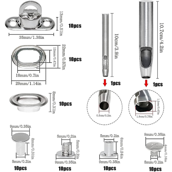 Illets ovale Twist Lock i messing nikkel drejelig spænde med værktøj øje til presenning stof DIY håndværk læder pung