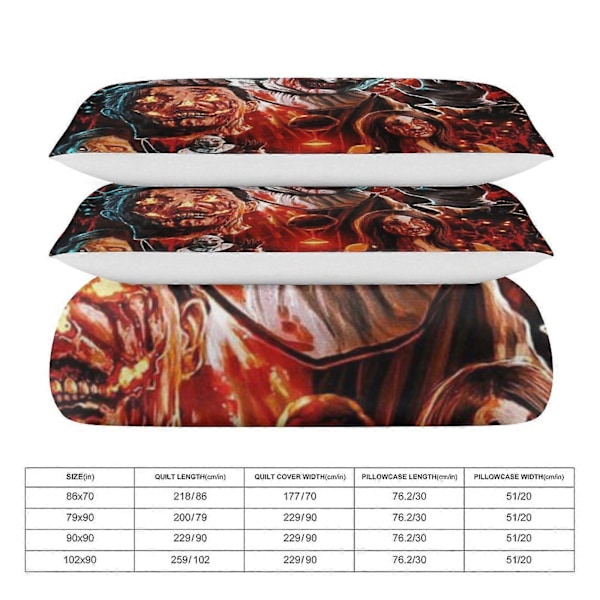 x75 Terrifier 3-delat sängset Varmt och bekvämt mjukt påslakanset med 1 påslakan och 2 örngott för sovrum b75 200x200cm 78x78in