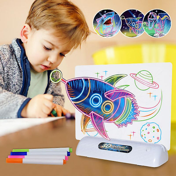 3D-piirtotaulu, valaiseva piirustuslevy, fluoresoiva värikirjoitus, opetuslelu, lasten lahja Ocean Type