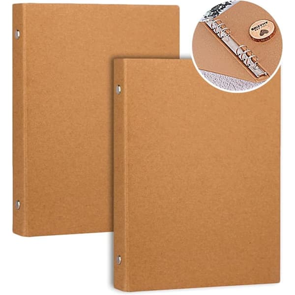 A5 6-ringbind, A5 ringbindmappe, A5 ringbind 6 huller, Kraft A5-mapper til tilføjelse af brochurebeskyttere Scrapbooking Papir Løse blade, 2 stk