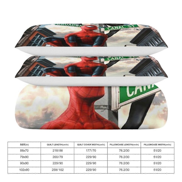 v236 Spider-Man 3-delt sengesett for enkeltseng - Inkluderer 1 enkelt dyne og 2 putevar sengetøy - Falmebestandig mikrofiber - Spider io236 200x200cm 78x78in
