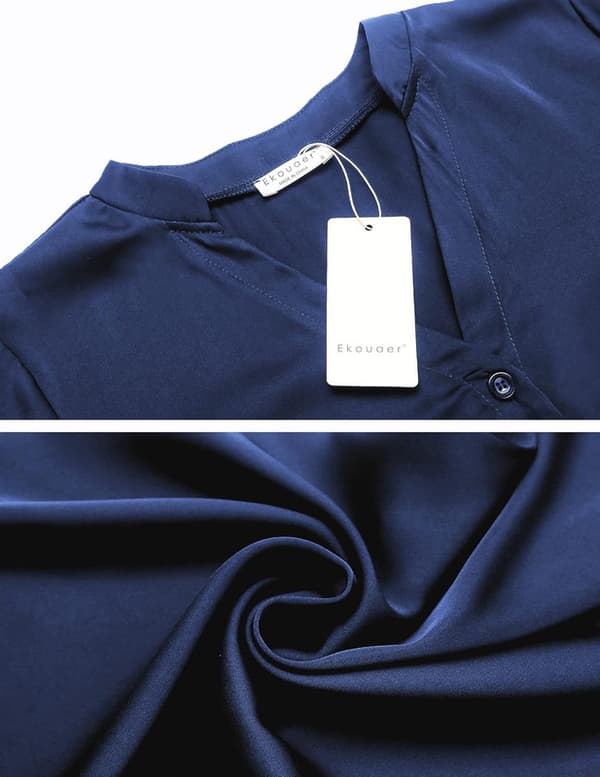 Silkemorgenkåbe til kvinder, knaplukning foran, pyjamas-FF- XL