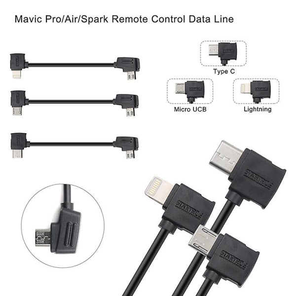 Startrc Micro Usb-kabel til Type C videodata-kabel for Dji Mavic Mini/mavic 2 Pro/zoom/mavic Pro/mavic Air/spark/phantom/inspire-serien mobiltelefon/tabl Android TYPE C