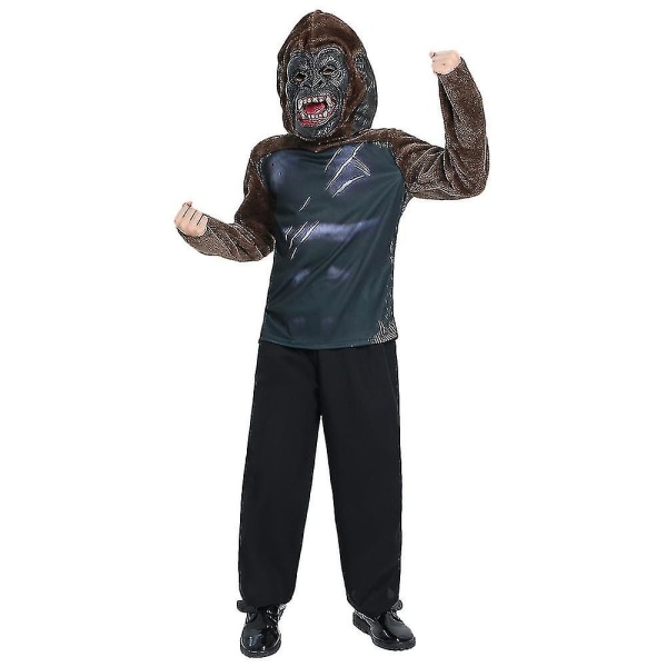 Barn Deluxe Gorilla Fancy Dress Halloween Kostym Hög kvalitet M