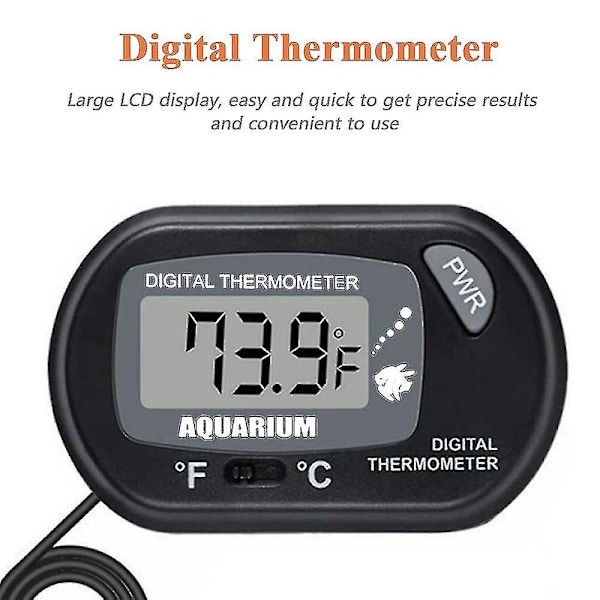 Akvarie Termometer, Lcd Digital Elektronisk Termometer Med Sugkopp Vatten Termograf