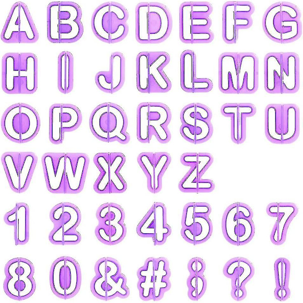 40 st Punctuation Mark Letters Numbers Cutters För Dekoration av Sugarpaste Biscuit Cake