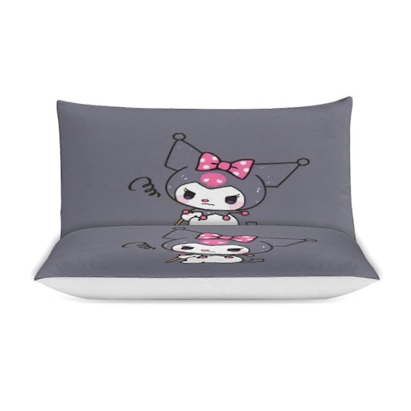 v1427 Kuromi Täcke Set Tjockt Mjukt 3 Delars Sängklädesset Året Runt Täcke med 2 Örngott för Vuxna Kvinnor Flickor Tonåringar Hem Rum Inredning io1427 135x200cm 53x78in