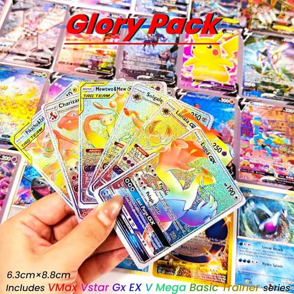 Ny Flash Pocket Series Glory pack VMax Vstar Gx EX V Mega Basic Trainer Series Børnefødselsdagsgave Samlekort Kampkort