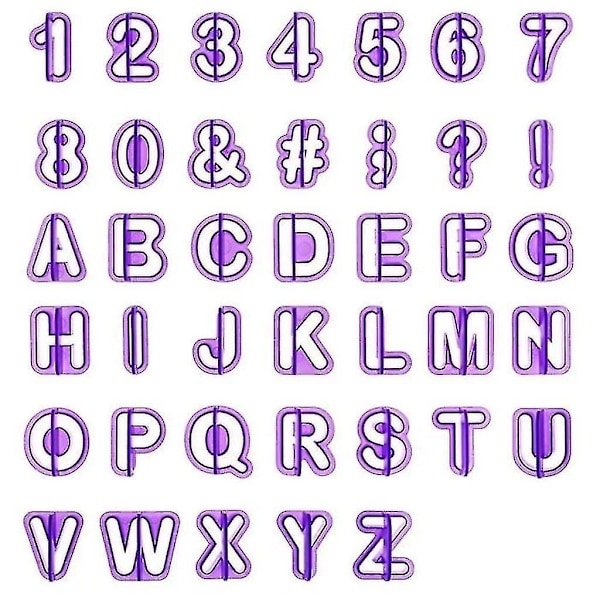 40 st Punctuation Mark Letters Numbers Cutters För Dekoration av Sugarpaste Biscuit Cake