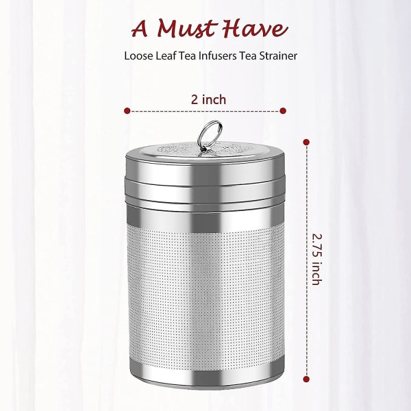 Te-diffusor för lösa teblad, 304 rostfritt stål stort te-infuser med förlängd kedjehake