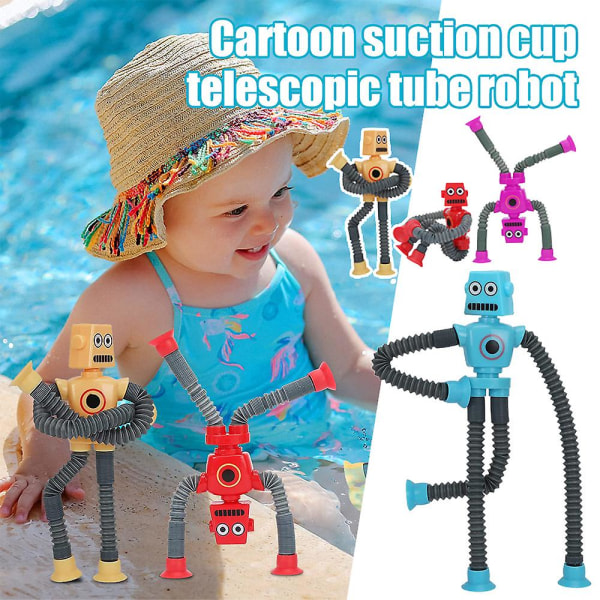 4 st Giraffe Aliens Robot Pop Tubes, Fidget Tubes Sensoriska Leksaker Pack, Stimulerande & Fantasifull Kreativ Lek, Festliga Presenter & Klassrumspresenter Robot