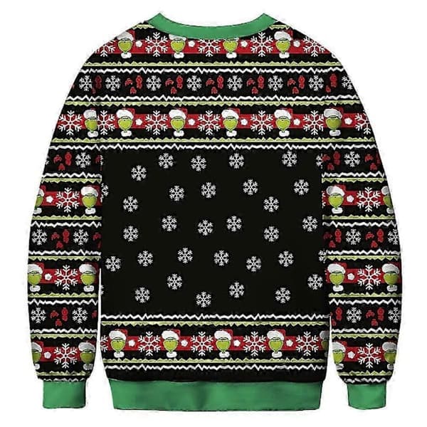 Dame Herre Par Jule Grim Jumper Trøje Grinch Print Rund Hals Pullover Trøje Langærmet Grøn Monster E 2XL E E 2XL