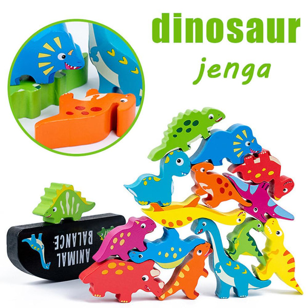 Trä dinosaurie balansblock stapling leksaker för barn pojke flickor leksaker gåvor