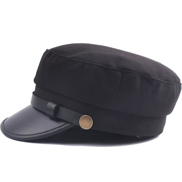 Unisex Baker Boy -lippalakki lipalla Newsboy Beret Hat Cadet Military Hat Black