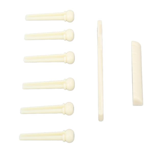 Acoustic Guitar Bridge Set Nut Saddle String Pins Plastic Instrument Accessories for Playing 0.1