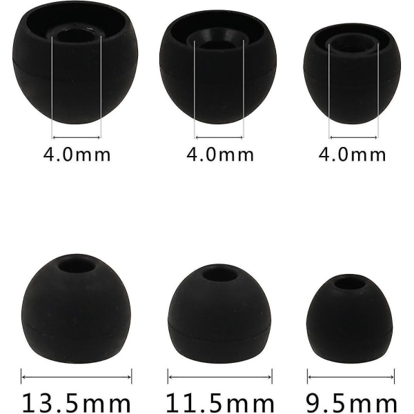 Öronproppar för Sony In Ear-hörlurar, (s/m/l) 6 par silikonersättningsöronsnäckor, passar för Sony Mdr Xba-serien In Ear-headset Mdr Xb50ap Xba H1
