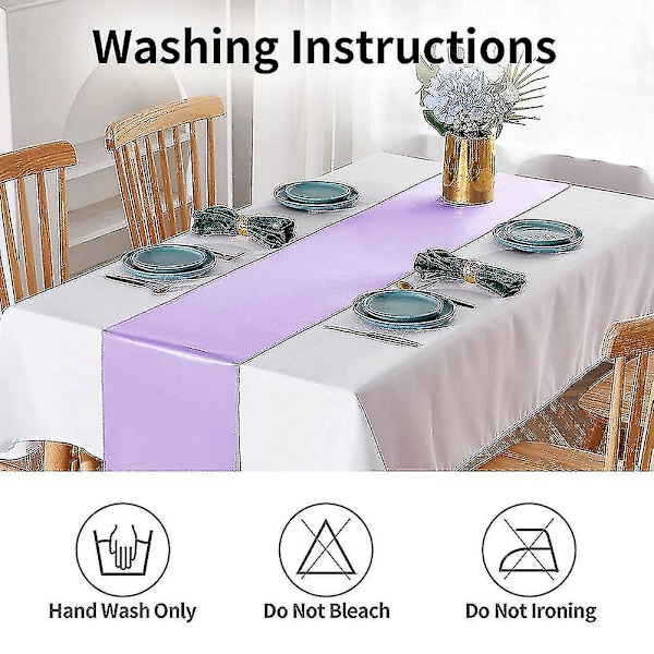 5-pack satin bordslöpare 12 x 108 tum lång, lavendel bordslöpare för bröllop, födelsedagsfester Purple