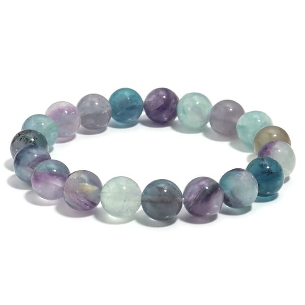 Gaveidé – Armbånd laget av naturlig edelsten (fluoritt, 8 mm diameter, elastisk)