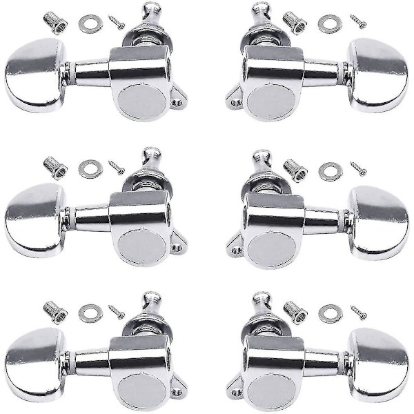 6 stk 3l3r akustisk gitar stemmeskruer maskinhode stemmere, knotter stemmenøkler, slitesterke, gitarstreng stemmeskruer maskin, lukket låsingsstemme