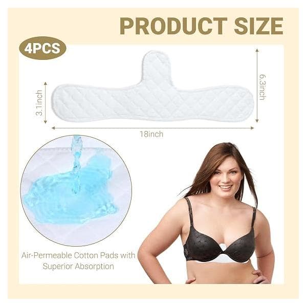 4 Pieces Cotton Bra Inserts, Bra Pads are Sweat-Absorbing, Reusable and Function as Sweat-Absorbing Pads.