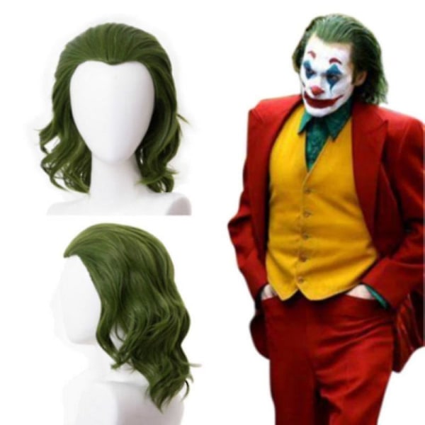 Joker Cosplay Peruk Arthur Fleck Joker Peruk Lockigt Grönt Syntet hår Skräck Skräck Clown Cosplay Prop Peruk Människohår