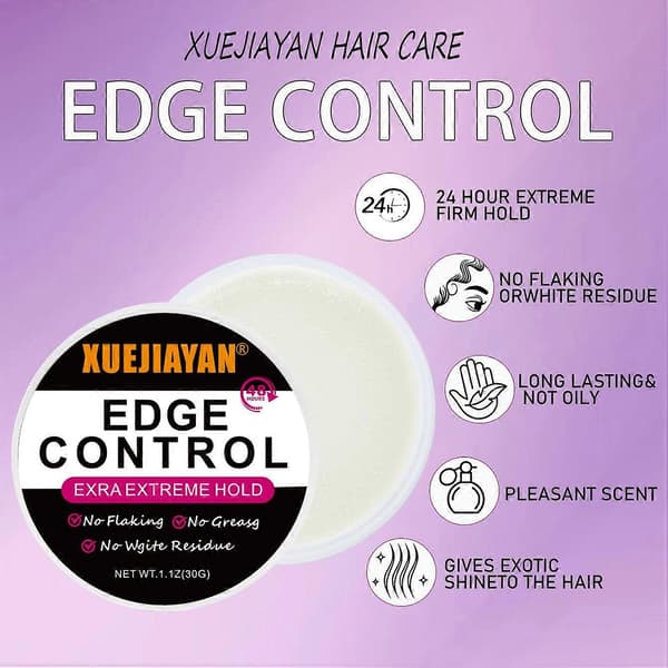 Edge Control til sort hår Ekstremt stærkt hold, Edge Control Bakkenbart Edge Control Voks Gel, Ikke-fedtet, Efterlader ingen rester 2PCS