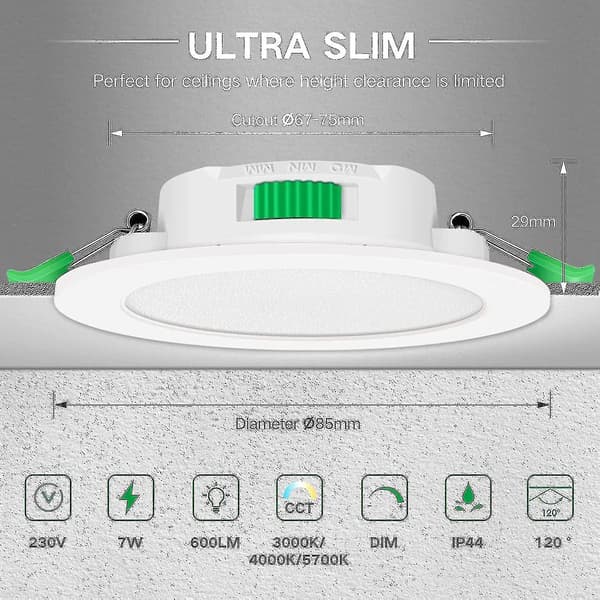 12 stk. 7w hvide LED-downlights indbyggede loftslamper slanke spotlys