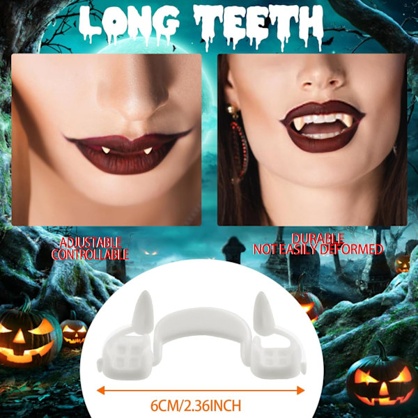 4 stk. Retractable Vampire Fangs Kit Teleskopiske Tenner Fangs Braces Falske Gebiss for Cosplay Party Props Halloween Party Fangs (4 stk. Normal)