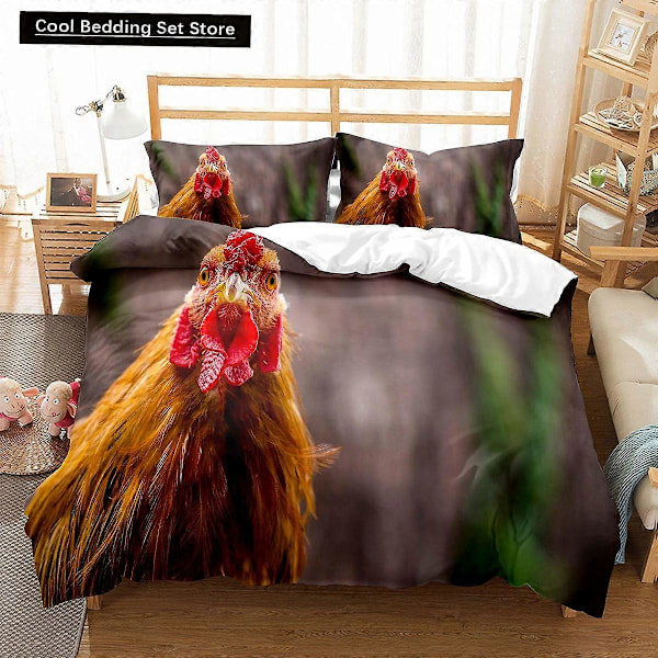 v1288 Sengetøy Gårdskylling King Queen Full Dynetrekk Høne Nydelig Kylling Sengetøysett Familie Dyr Dynetrekk /stk Polyester Dynetrekk 3-Dels 200x200cm 78x78in