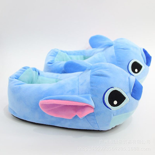 Blå Stitch Vintertofflor Roliga Inomhus Unisex Vuxna Stoppade Plyschskor