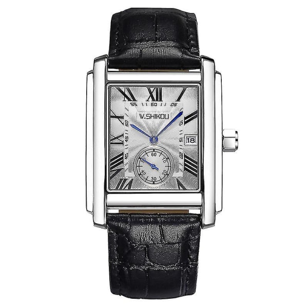 Watch watch, Vintage watch, romerska siffror Analog Quartz Watch, Läderrem Klassisk vintage med automatisk kalender