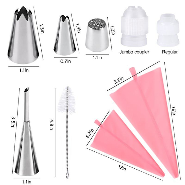 Tyllset - 27st Spritstyllar, spritspåse & koppling - Cake tool pink