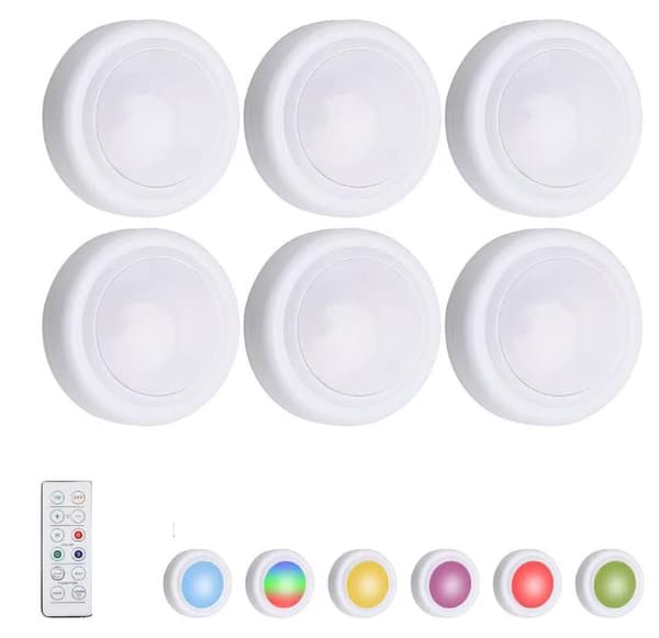 6-pack Trådlösa LED-spotlights med fjärrkontroller