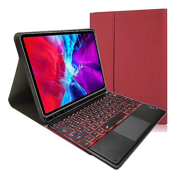 Bluetooth-näppäimistösuojus taustavalaistuksella, yhteensopiva iPad Pro 12.9 2021:n kanssa Wine Red