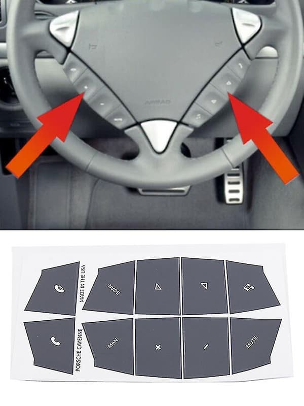 For Porsche Cayenne Styreskive Matte Black Button Reparation Decals Stickers