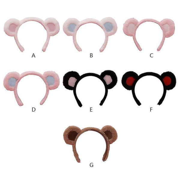 Girls Bear Animal Ears Headwear Long Fur Hair Hoop Handmade Lolita Accessory B