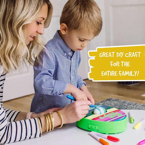 Æg-Mazing Påskeæg Mini Dekoratør Kit Kunst Og Håndværkssæt - Inkluderer Æg Dekoration Spinner Og 6 Markører [Emballage Kan Variere]