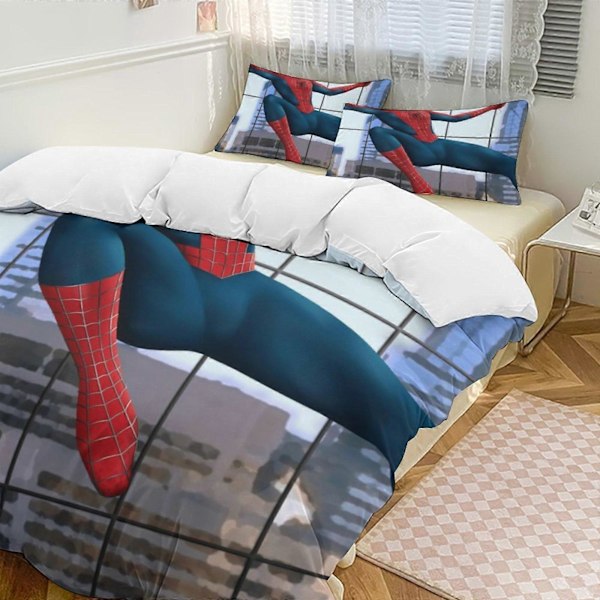 v941 Spider-Man 3-delat Bäddset för Enkelsäng - Inkluderar 1 Enkelt Täcke och 2 Örngott - Färgbeständig Mikrofiber - Spider io941 135x200cm 53x78in