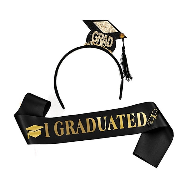 1Set Grad Cap -panta, valmistunut satiinivyö 2024 valmistujaisjuhlatarvikkeet valokuvausrekvisiitta Mini Bachelor Hat