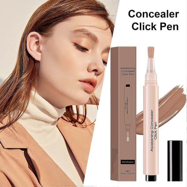 Concealer Click Pen, Flytande Concealer Penna, Concealer för Mörka Ringar, Lätt Täckning, Hållbar Formula, för Flickor Rich Chestnut