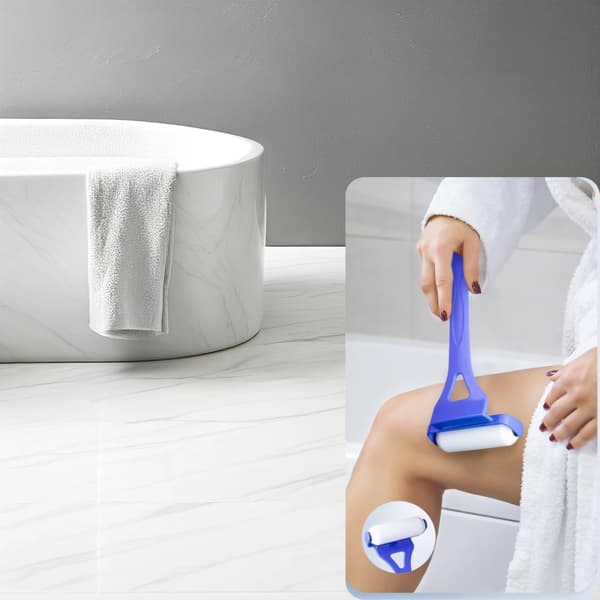 Back Lotion Applicator with Long Handle, 4 Reusable Foam Rollers & Foldable Design for Easy Self-Application, Blue Blue