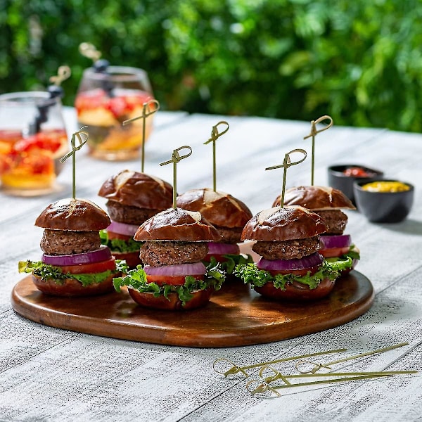 [300 stykker] Bambus knutepinner - 4,7\" grillspyd tannpinner for forretter, smørbrød og cocktail drinker