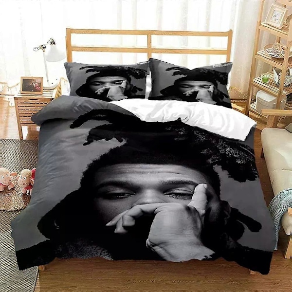 v427 Sengetøj Die Weeknd pop sanger mode trykt sengetøj Queen sengetøj sæt Tilpasset King size sengetøj sæt Blødt og komfortabelt 3-delt sengetøj 135x200cm 53x78in