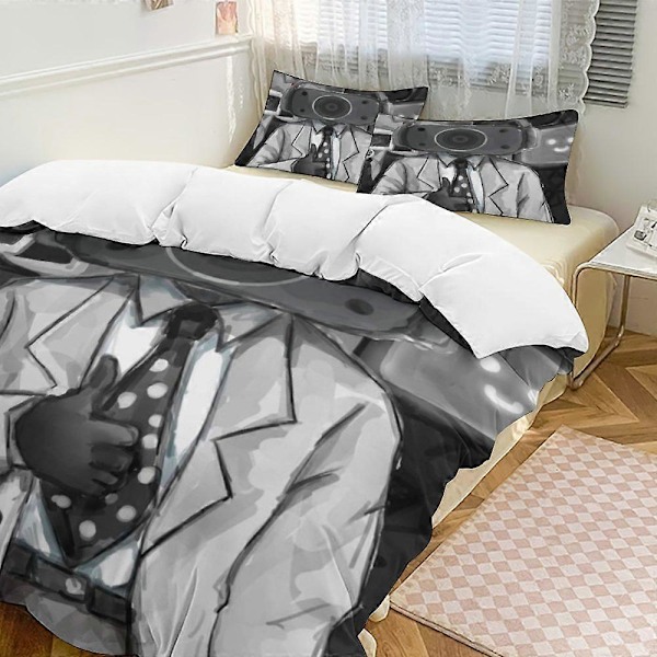 c560 Skibidi Toalett Sängkläder Set Påslakan Bekvämt och Lättviktigt Tecknat Sängkläder 3 Delars Sängset Enkel(1 Påslakan och 2 Örngott) hn1143 135x200cm 53x78in